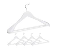 Relaxdays Grucce Appendiabiti Set da 5, Spalle Larghe, Gancio Girevole 360°, Asta per Pantaloni, Appendini Legno, Bianco, 24 x 44,5 x 5,5 cm