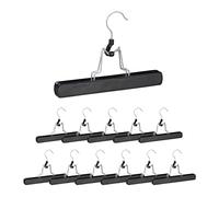 Relaxdays Grucce in Legno con Morsetto, 12 Stampelle, Gancio Girevole a 360° Rivestimento in Feltro, 17x25x2,3 cm, Nero