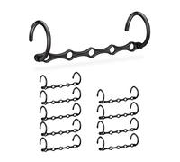 Relaxdays Grucce Multiple in Set da 10, per 5 Stampelle Singole, da Appendere Orizzontale o Verticale, L: 37 cm, Nere
