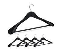 Relaxdays Grucce Appendiabiti Set da 5, Spalle Larghe, Gancio Girevole a 360°, Asta per Pantaloni, Appendini Legno, Nero, Ferro, 24 x 44,5 x 5,5 cm