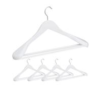 Relaxdays Grucce Appendiabiti Set da 5, Spalle Larghe, Gancio Girevole 360°, Asta per Pantaloni, Appendini Legno, Bianco, 24 x 44,5 x 5,5 cm