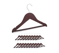 Relaxdays Grucce per Bambini, Set 20 Appendiabiti da Armadio Cameretta Bimbi, Stampelle Attaccapanni in Legno, Marrone, HLP: 19 x 30,5 x 1 cm