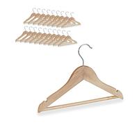 Relaxdays Grucce per Bambini, Set da 20, Asta per i Pantaloni, Camicie, Gancio Girevole a 360°, Legno, Marrone Chiaro