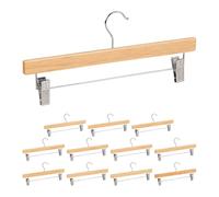 Relaxdays Set di 12 Grucce in Legno con Pinze Scorrevoli, Gommini AntiGraffio, 35,5 cm, Vari Colori