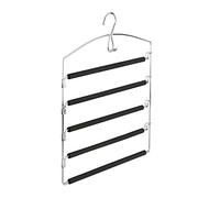 Relaxdays Grucce per Pantaloni Salvaspazio, Appendiabiti Multiplo Imbottito in Metallo, HLP: 44,5x37x2,7 cm argento/nero