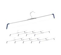 Relaxdays Grucce per Pantaloni, Set da 10, Antiscivolo, per Gonne, Stampella a Spirale, Larghezza 30-50 cm, Argento/Blu