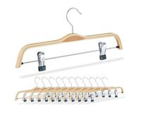 Relaxdays Grucce per Pantaloni, Set da 12 Appendini per Gonne, 2 Clip Appendi Abiti, Legno, Ferro, L: 37,5 cm, Marrone