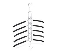 Relaxdays Gruccia Multipla, 5 Stampelle con Rivestimento in Gommapiuma Organizer per Armadio Salvaspazio, Nero Argentato