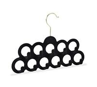Relaxdays Gruccia Multipla, per Sciarpe, Cinture, Cravatte, Gancio Girevole 360°, Antiscivolo, 11 Supporti, color nero