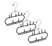 Relaxdays Gruccia Multipla, Set 3x Stampelle Salvaspazio, Organizer 5 Ganci, Antiscivolo, Salvaspazio, Appendini, Nere