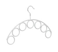 Relaxdays Gruccia per Sciarpe, Metallo e Gomma, 7 Anelli Appendi Scialli, Foulard, Antiscivolo, Ø 5 cm, Grigio Chiaro