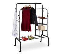 Relaxdays Guardaroba appendiabiti aperto con ruote