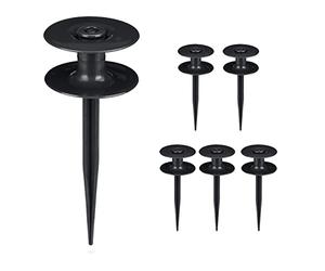 Relaxdays Guida per Tubo d'Irrigazione, Set da 6 Supporti d'Ancoraggio con Picchetti, da Giardino, HxD 24 x 9 cm, Nero
