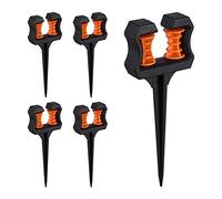Relaxdays Guida per Tubo, Set da 5 Supporti d'Ancoraggio con Picchetti Tubi da Giardino Irrigazione, 26x10x3 cm, Nero