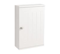 Relaxdays Hängeschrank Bad Armadietto pensile per Bagno, 2 Scomparti, Altezza 50 x 30 x 14 cm, Chiusura Magnetica, Stile Rustico, Armadio Sottile, Bianco, Fibra di Legno, Ferro