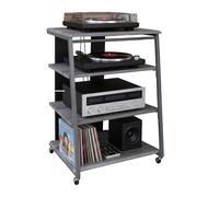 Relaxdays HiFi-Rack, 4 Ripiani per Giradischi e Stereo, Ferro/MDF, 78x61x52 cm, scaffale