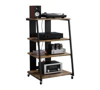 Relaxdays HiFi Rack, 4 Ripiani per Giradischi, in Ferro e MDF, 78x61x52 cm, multimediale Industriale, Marrone/Nero