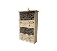 Relaxdays Hotel per api, legno, tubi di cartone, HxLxP: 40 x 26 x 10,5 cm, giardino, balcone, da appendere, naturale