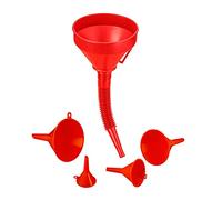 Relaxdays Imbuto per Benzina, Set da 5 in Varie Misure, Attrezzo Universale per Auto & Cucina, Tubo Flessibile, Rosso