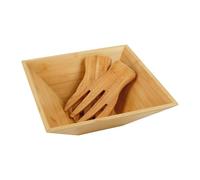 Insalatiera Relaxdays, bambù, Posate da Insalata, Insalata, Frutta, Snack, HxLxP: 28x28x10 cm, Ciotola Ovale, Naturale