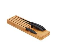 relaxdays Inserto Portacoltelli da Cassetto in bambù, Organizer per 5 Coltelli, Organizzatore, 3,5 x11x39 cm, Naturale