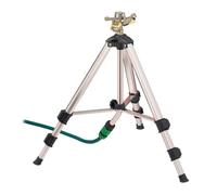 Relaxdays Irrigatore a Impulso Treppiede da Giardino, Gittata 9m, Angolo Irrigazione 360°, Attacco 3/4'', Argentato Nero, Ferro