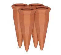Relaxdays, Terracotta Irrigatori in Argilla per Vasi, Set da 4 Innaffiatori per Piante, per Bottiglie di Vino e Pet, Ceramica, 4 pz