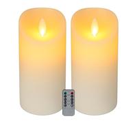 Relaxdays Kerzen mit 2er Set di 2 Candele a LED, con Telecomando, Timer tremolante, in Vera Cera, Senza Fiamma, Bianco, 30% plastica 70%, Set da 2