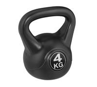 Relaxdays Kettlebell da 4 kg, Pesi in Plastica per Home Gym, Manubri, Fitness Workout, per Donne e Uomini, Nero