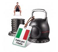 Relaxdays Kettlebell regolabile fino a 20 kg, impugnatura ergonomica, nero | 36x26x26 cm, ABS/nylon/alluminio