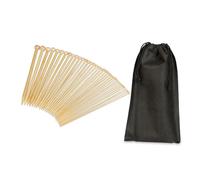 Relaxdays Kit Ferri Doppia Punta, Set da 36 Knitting Needles per Lavorare a Maglia, 18 Misure: 2 mm Fino 10 mm, Marroni, bambù