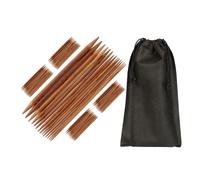 Relaxdays Kit Ferri Doppia Punta, Set da 75 Knitting Needles per Lavorare a Maglia, 15 Misure: 2 mm Fino 10 mm, Marroni, bambù
