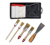 Relaxdays Kit da Pittura, con Rullo, Pennelli, Vaschetta Spatola, Vari Colori, 11 Pezzi