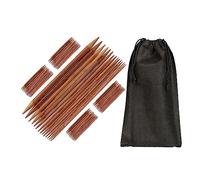 Relaxdays Kit Ferri Doppia Punta, Set da 75 Knitting Needles per Lavorare a Maglia, 15 Misure: 2 mm Fino 10 mm, Marroni, bambù