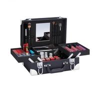 Valigetta per trucchi Cofanetto make-up Organizer cosmetici 3 scomparti Nero