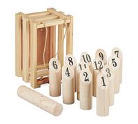 Relaxdays Kubb Gioco Vichingo, Gioco di Lancio Finlandese con Box da Trasporto, in Legno, per Adulti e Bambini, Naturale