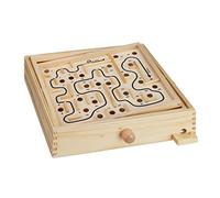 Relaxdays Labirinto, Gioco in Legno con 2 Palline, Giochi di Abilità e Equilibrio, a partire dai 3 Anni, XL, Naturale