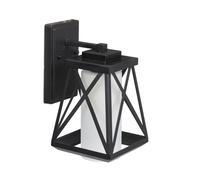 Lanterna outdoor lampada parete applique look moderno E27 nero acciaio vetro