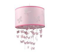 Relaxdays Lampada a Sospensione con Farfalle, Paralume e Mobile, Altezza 158 cm, Diametro 30 cm, Rosa