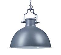 Relaxdays Lampada a sospensione design industrial look shabby, per sala da pranzo, LED E27, lampadario Ø 40,5 cm, grigio
