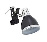 Relaxdays Lampada con Clip Direzionabile, Luce da Lettura con Pinza da E14 per Camera & Ufficio, da Scrivania, Nero