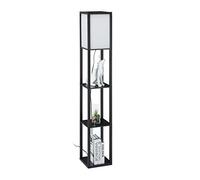 Relaxdays Lampada con Ripiani, HLP 161 x 26 x 26 cm, Luce con Attacco E27, Piantana da Pavimento dal Design Moderno,Nero