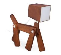 Relaxdays Lampada da Comodino a Forma di Cane, Sistemabile a Piacere, in Legno,