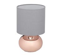 relaxdays Lampada da Comodino con Funzione Touch Regolabile, Moderna, 3 Livelli, con Cavo, HxD: 28 x 18 cm ca., Rame