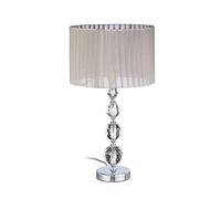 Relaxdays Lampada da comodino in cristallo, da tavolo a sfere, paralume HLP: 53 x 29,5 x 29,5 cm, chiara/argento