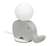 Relaxdays Lampada da Comodino per Bambini, G9 7W, con Elefante Decorativo in Legno, Abat Jour 21x20x10 cm, Grigio Bianco