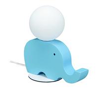 Relaxdays Lampada da Comodino per Bambini, G9 7W, con Elefante Decorativo in Legno, Abat Jour, 21x20x10, Celeste Bianco