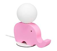 Relaxdays Lampada da Comodino per Bambini, G9 7W, con Elefante Decorativo in Legno, Abat Jour, 21x20x10 cm, Rosa Bianco