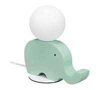Relaxdays Lampada da Comodino per Bambini, G9 7W, con Elefante Decorativo Legno, Abat Jour, 21x20x10 cm, Verde Bianco