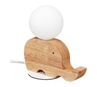 Relaxdays Lampada da Comodino per Bambini, G9 7W, con Elefante Decorativo Legno, Abat Jour, 21x20x10 cm, Naturale Bianco